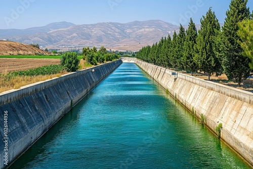 Wallpaper Mural A Concrete Canal Cutting Through a Mountainous Landscape Torontodigital.ca