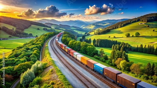 Stunning Freight Train Landscape with High Depth of Field for Rail Enthusiasts and Transport Lovers