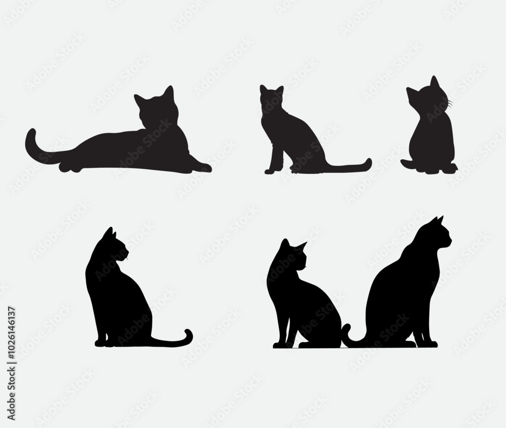 set of cats silhouettes set of cats silhouettes