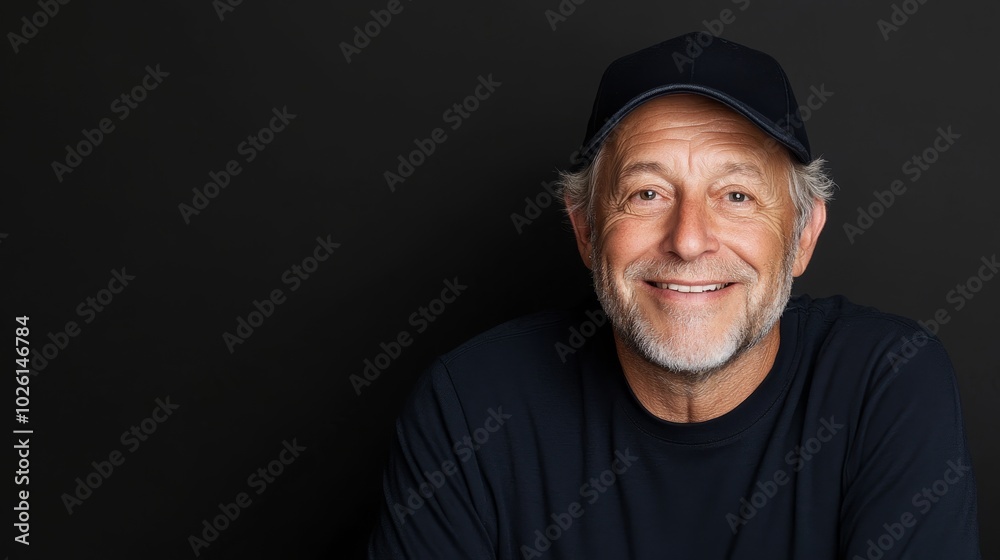 A man with a cheeky smile, eyebrow raised in delight, wearing a baseball cap and casual clothes A man with a cheeky smile, eyebrow raised in delight, wearing a baseball cap and casual clothes