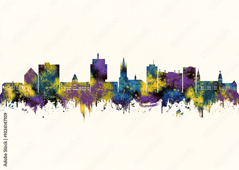 Fototapeta premium Szczecin City Skyline. Cityscape Skyscraper City Downtown Abstract Landmarks Travel Background Buildings Landscape Modern Art Architecture Business View Building Corporate