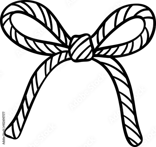 Ribbon bow stripe outline doodle