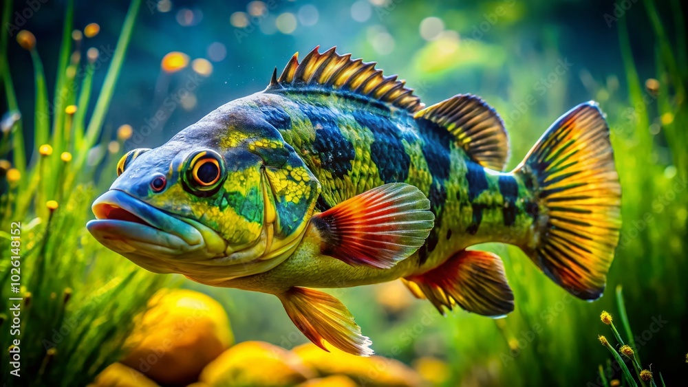 Stunning Macro Photography of Pinima Peacock Bass in Vibrant Colors and Textures Stunning Macro Photography of Pinima Peacock Bass in Vibrant Colors and Textures