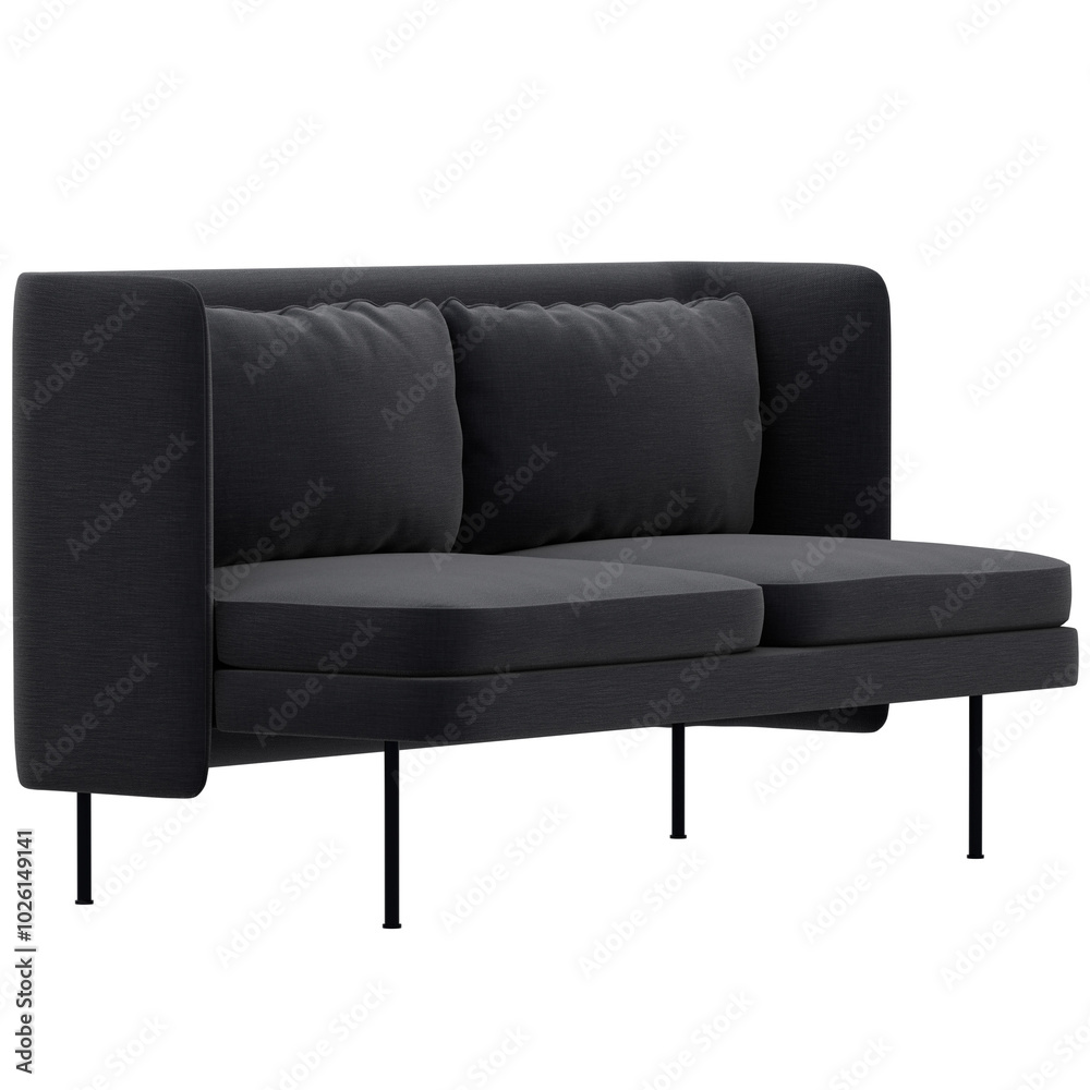 3d render black sofa home decor with transparent background 3d render black sofa home decor with transparent background
