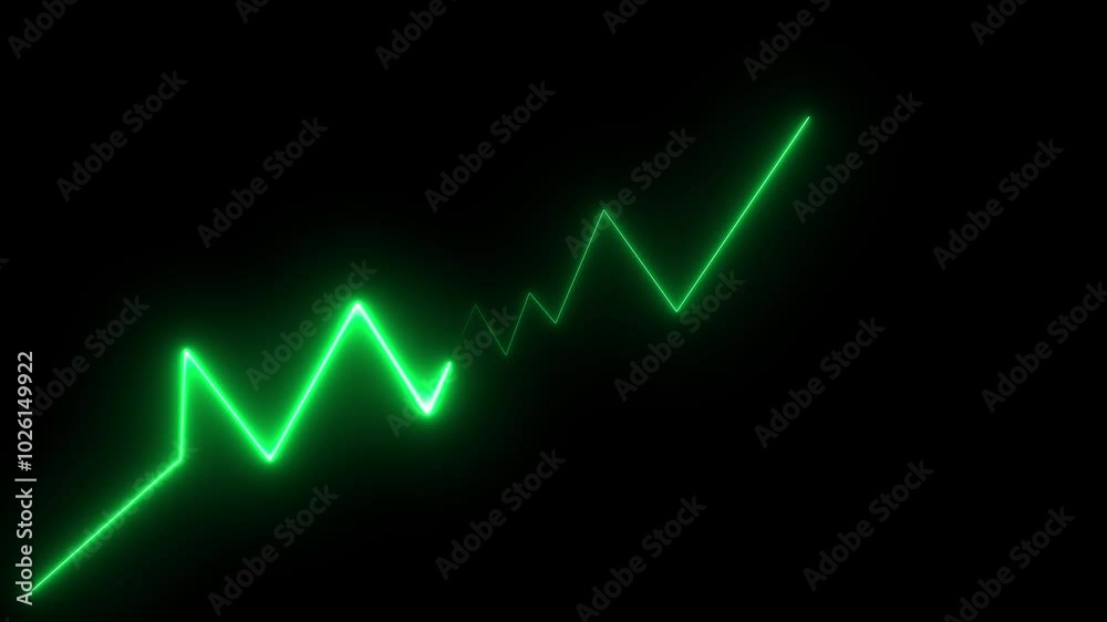 Neon glowing arrow up business graph icon animation .Neon business chart growth concept black background . 4k video . Neon glowing arrow up business graph icon animation .Neon business chart growth concept black background . 4k video .