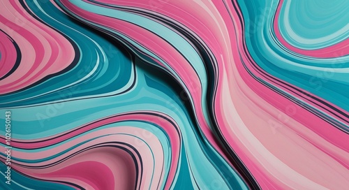 Bold Abstract Pattern with LightBlue, Cyan, and Pink Organic Shapes