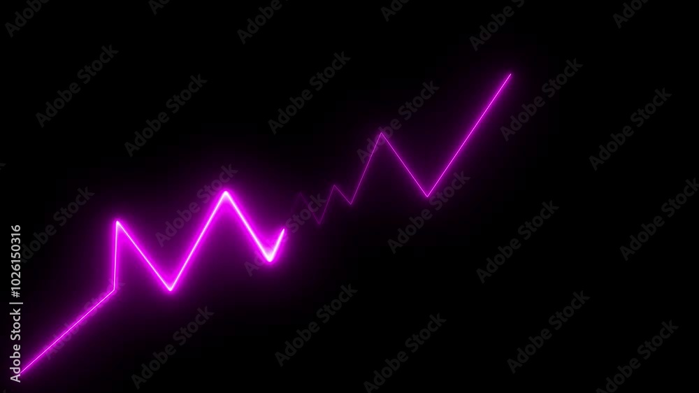 Neon glowing arrow up business graph icon animation .Neon business chart growth concept black background . 4k video . Neon glowing arrow up business graph icon animation .Neon business chart growth concept black background . 4k video .
