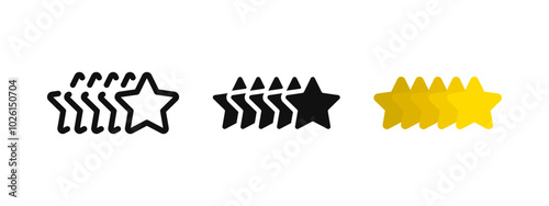 5 stars rating icon. Five stars ranking vector illustration. Best quality review symbol. Feedback sign. 5 star stack pictogram. Top award concept.