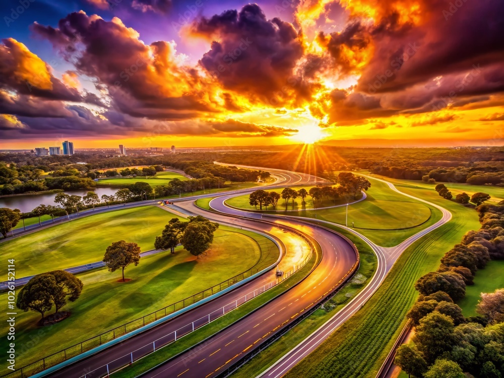 Stunning Silhouette of Albert Park Circuit at Sunset - Perfect for Automotive Enthusiasts and Nature Lovers Stunning Silhouette of Albert Park Circuit at Sunset - Perfect for Automotive Enthusiasts and Nature Lovers