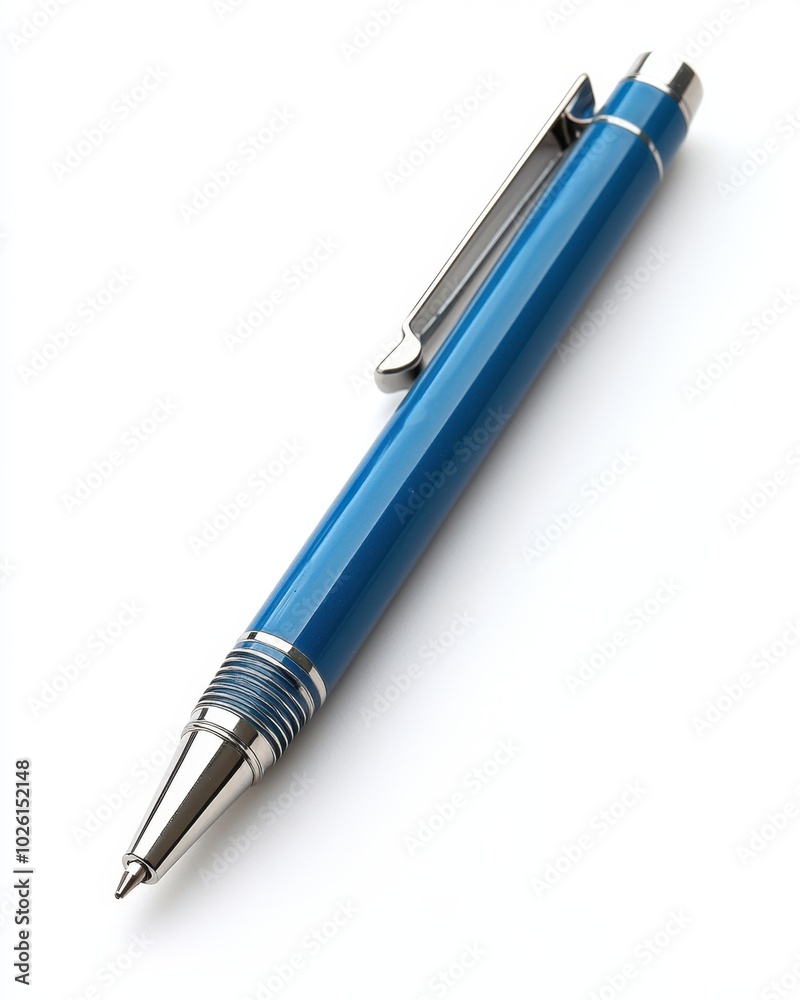 A ballpoint pen with a cap, isolated on white background. A ballpoint pen with a cap, isolated on white background.