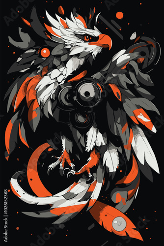 Surreal eagle in a striking pose, standing with wings slightly spread003