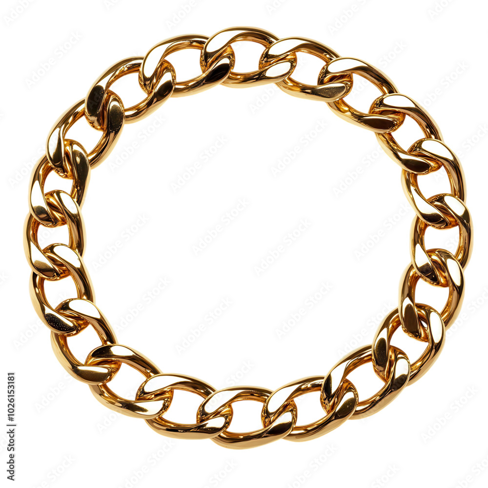 Gold chain bracelet isolated on white background. on transparent cutout, PNG file Gold chain bracelet isolated on white background. on transparent cutout, PNG file