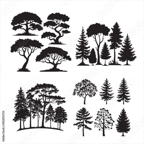 forest tree silhouette	