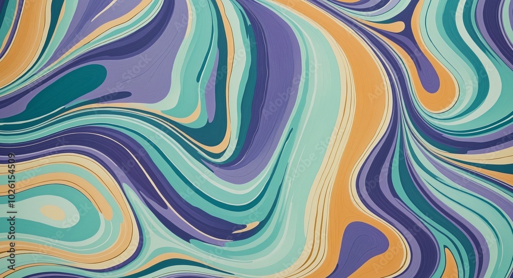 Obraz premium Bold Abstract Pattern with HoneyDew, Cyan, and Lavender Organic Shapes