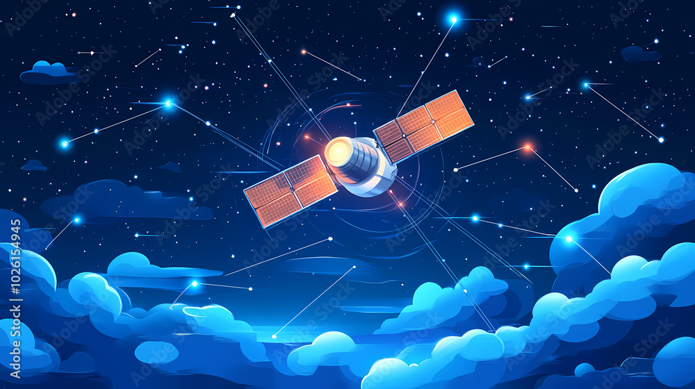 Fototapeta premium Global satellite internet communications concept vector image