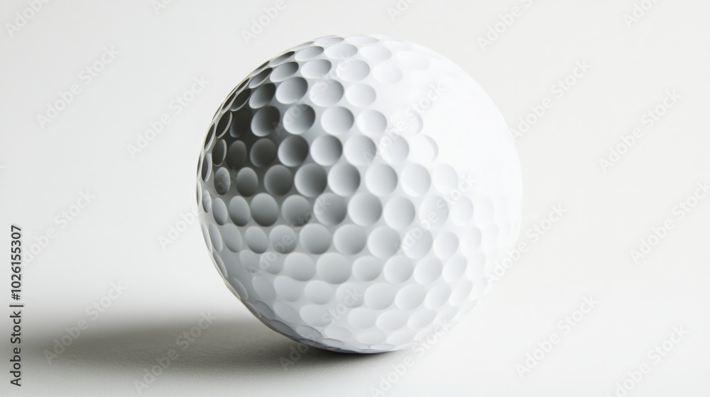 Elegant white background featuring an isolated white dimpled golf ball, capturing the unique texture and classic appearance Elegant white background featuring an isolated white dimpled golf ball, capturing the unique texture and classic appearance