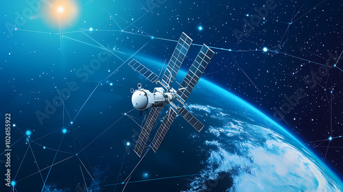 Global satellite internet communications concept vector image