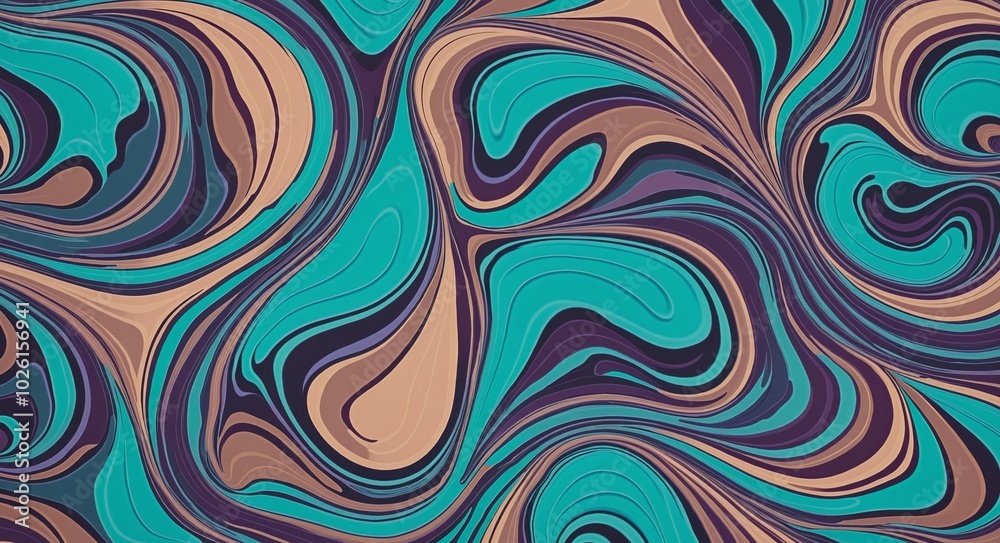 Bold Abstract Pattern with MediumPurple, Cyan, and RosyBrown Organic Shapes