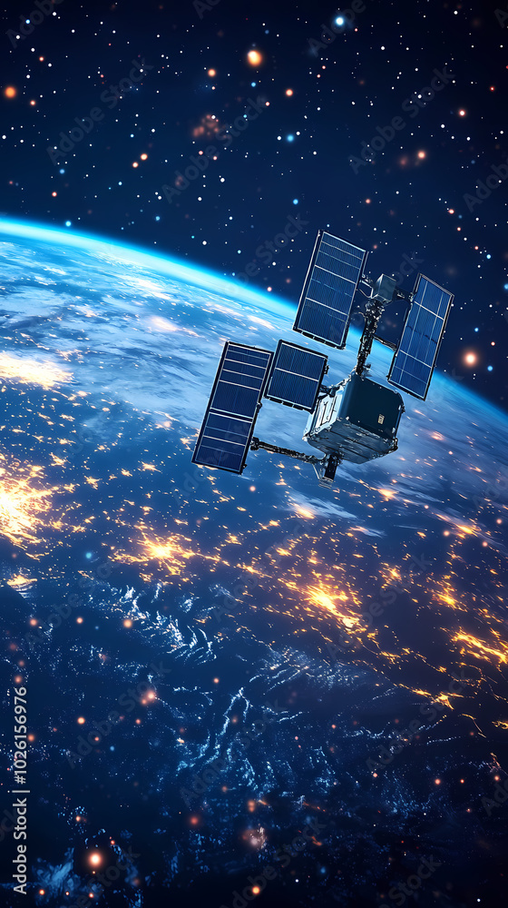 Global satellite internet communications concept vector image