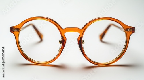 A pair of reading glasses folded neatly, isolated on white background. 