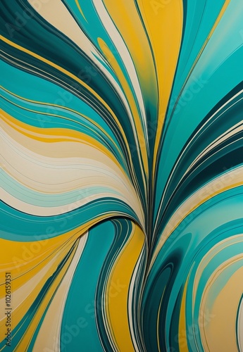 Wallpaper Mural Abstract Fluid Composition with DarkGoldenRod, Cyan, LightSeaGreen, Gold, and Goldenrod Overlapping Shapes Torontodigital.ca