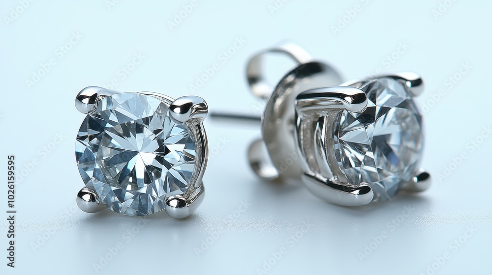 A single silver earring, isolated on white background. A single silver earring, isolated on white background.