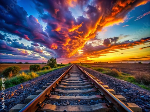 Surreal Sunset Over Tracks: Dreamy Landscape Photography for Nature Lovers