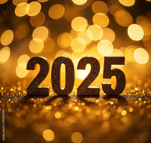 A vibrant gold glitter background sets the tone for an unforgettable celebration on this New Year's Eve in 2025._00001_ photo