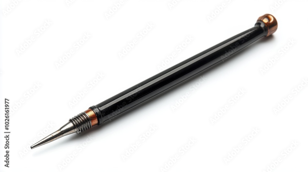A broken car antenna bent in half, isolated on white background. A broken car antenna bent in half, isolated on white background.