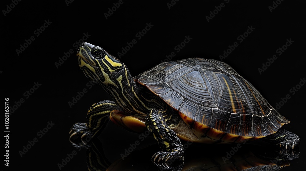 Fototapeta premium Colorful Turtle on Black Background