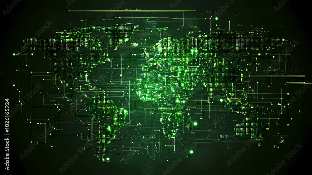 Abstract technology internet world map global vector image