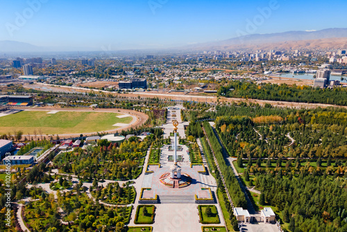 Obraz na płótnie Dushanbe city aerial panoramic view in Tajikistan w salonie