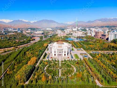 Palace of the Nation aerial panoramic view, Dushanbe