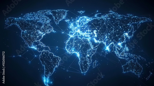 Abstract technology internet world map global vector image