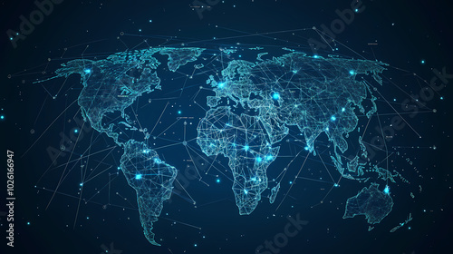 Abstract technology internet world map global vector image
