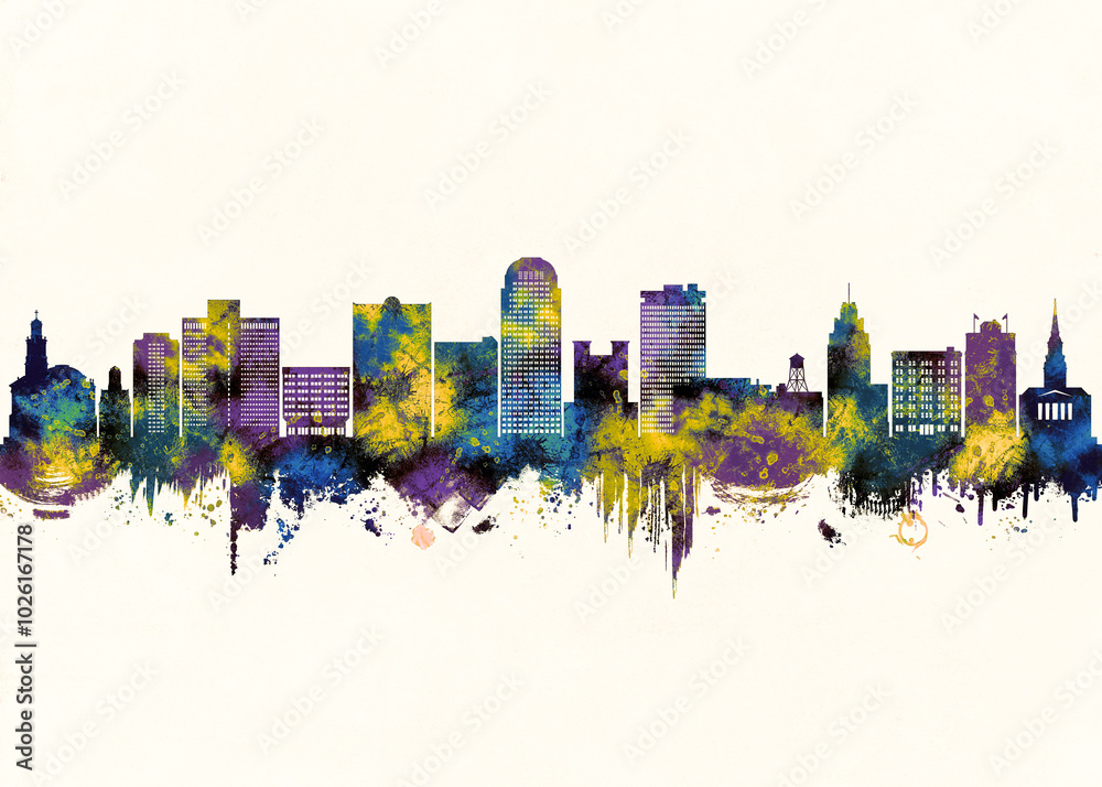 Winston-Salem City Skyline. Cityscape Skyscraper City Downtown Abstract Landmarks Travel Background Buildings Landscape Modern Art Architecture Business View Building Corporate