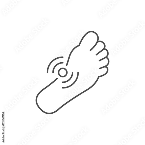 Foot pain line outline icon