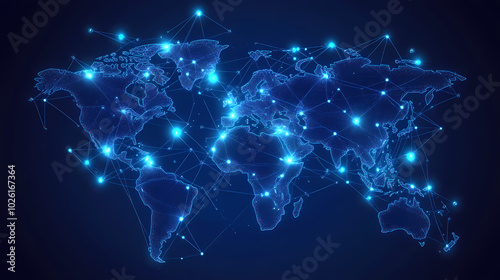 Abstract technology internet world map global vector image