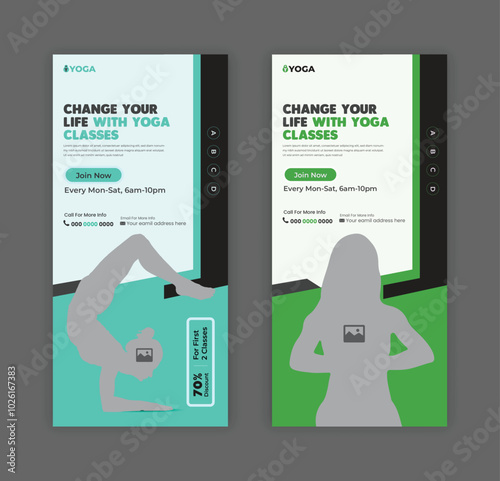 The Yoga Studio Dl  Flyer Design or Meditation and yoga concept rack card Layout