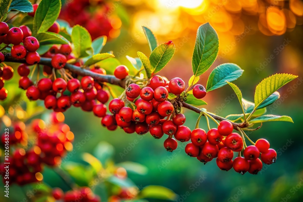 Vibrant Landscape with Tree Branches and Red Berries - Nature's Beauty Captured Vibrant Landscape with Tree Branches and Red Berries - Nature's Beauty Captured