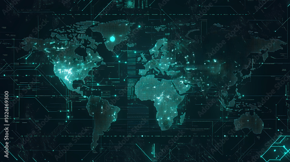 Abstract technology internet world map global vector image Abstract technology internet world map global vector image