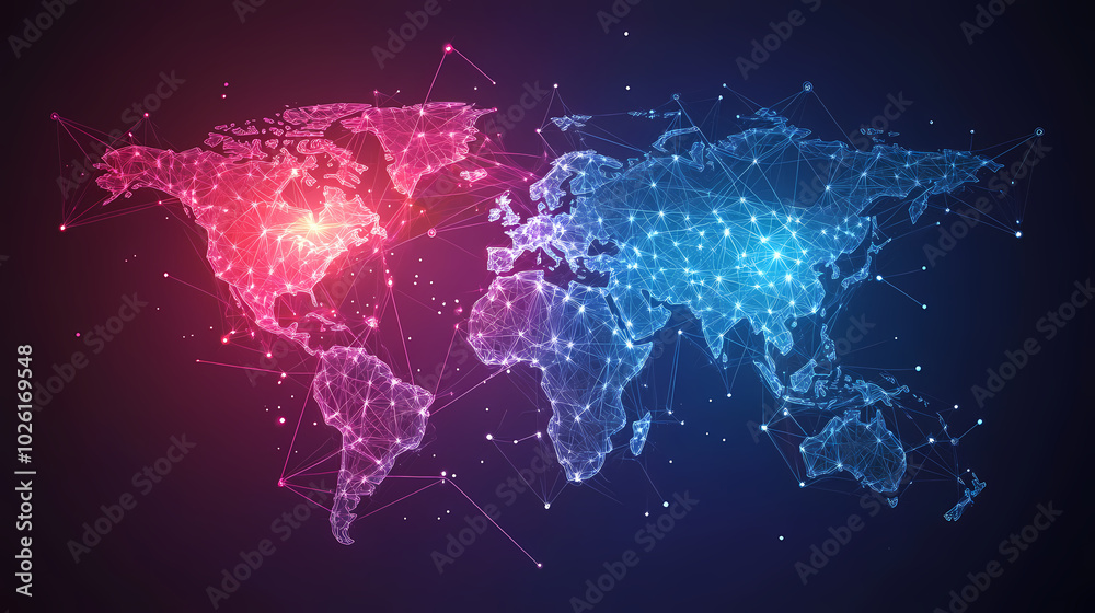 Abstract technology internet world map global vector image Abstract technology internet world map global vector image