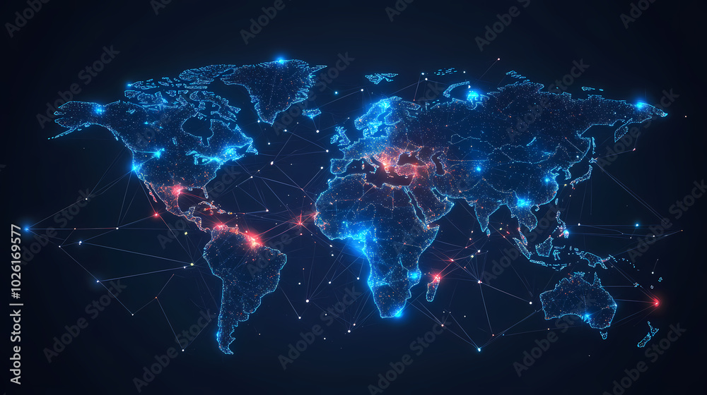 Abstract technology internet world map global vector image Abstract technology internet world map global vector image