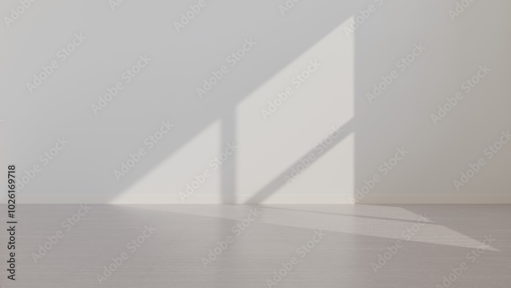 White wall illuminated by natural light. Rays of sunlight create a minimalist and cozy environment. Perfect for interior design and advertising projects. White wall illuminated by natural light. Rays of sunlight create a minimalist and cozy environment. Perfect for interior design and advertising projects.