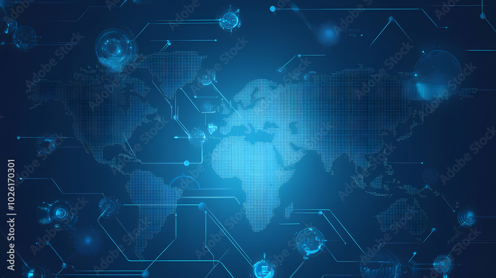 Abstract technology internet world map global vector image Abstract technology internet world map global vector image
