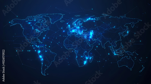 Abstract technology internet world map global vector image