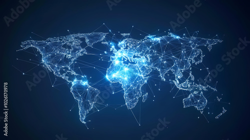 Abstract technology internet world map global vector image