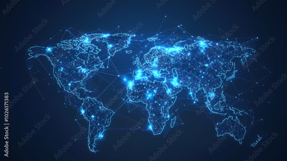 Abstract technology internet world map global vector image Abstract technology internet world map global vector image
