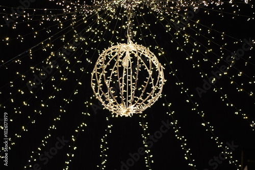 Light bulb decor, the string of lights on a dark background