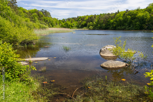 The merle lake, lac du merle in the Sidobre country near the village of Lacrouzette. Tarn. Occitania. France.